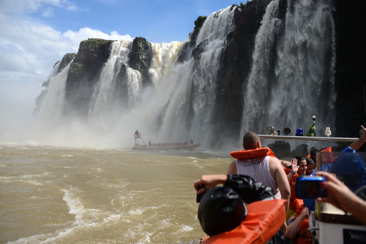28 Looking At Other Tourists Getting Wet Under Argentina Waterfalls In The Garganta Del Diablo Devils Throat Area From The Brazil Iguazu Falls Boat Tour